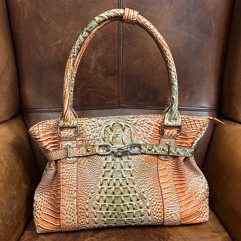 Vecceli Italy Large Crocodile Pattern Shoulder Bag